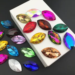 Tutti i Colori tutte le dimensioni navette di Cristallo di Vetro A PUNTA TORNA Strass Marquise sventato fancy stones 4x8mm 5x10 millimetri 6x12mm 7x15mm 9x18mm