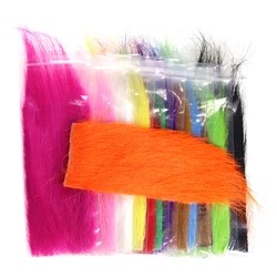 ICERIO 1 Bag 6X 12CM Multicolor Fly Tying Furabou Grizzly Color Craft Fur Fiber for Streamer Tail Wing Material