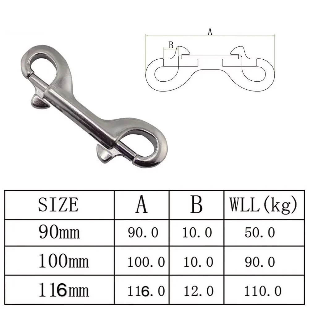 Scuba Diving 5Pcs 90/100/115 MM 316 Stainless Steel Egg Quick Link Carabiner Ended Bolt Snap Clip Hook BCD Accessories Equipment