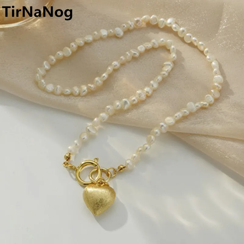 

The New Baroque Natural Freshwater Pearl Heart-shaped Necklace Contracted Joker Retro Fashion Necklace Chain Of Clavicle