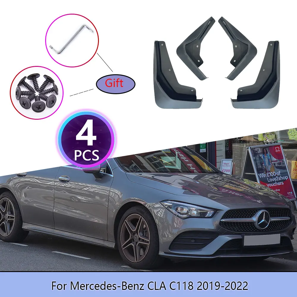 

4PCS Car Mudguards For Mercedes-Benz CLA C118 2019~2022 Screw Cladding Splash Durable Flaps Mudflap Wheel Accessories Car 2020