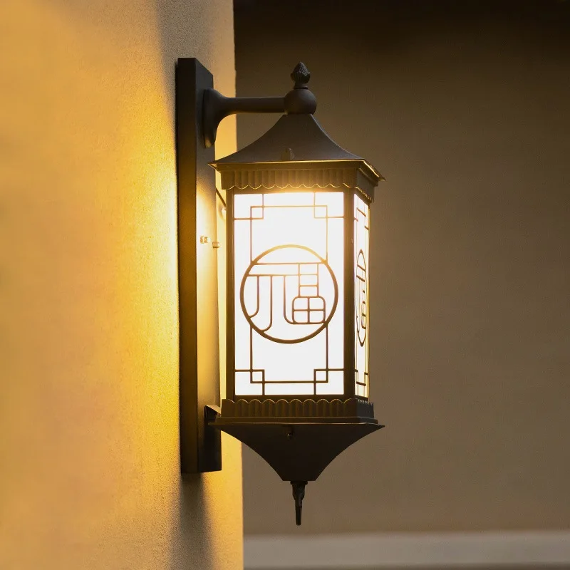 Imagem -03 - Retro Outdoor Led Wall Light Ip54 Waterproof Porch Lights Novo Estilo Chinês Wall Sconce Lamp Jardim Varanda Corredor Iluminação de Vidro