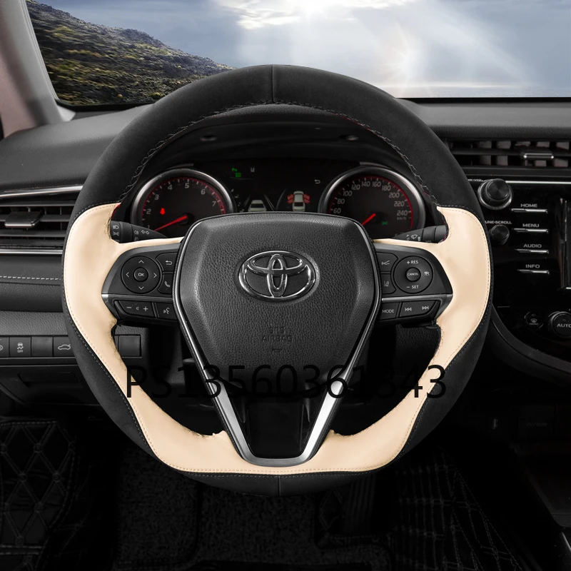 

For Toyota steering wheel cover hand stitched corolla RAV4 Mark X Camry Highlander Avalon grip cover