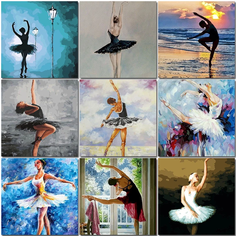 Painting By Numbers Dancers Set Acrylic Paint For Adults Ballet Figure Canvas DIY Frame Drawing Coloring By Numbers Decoration