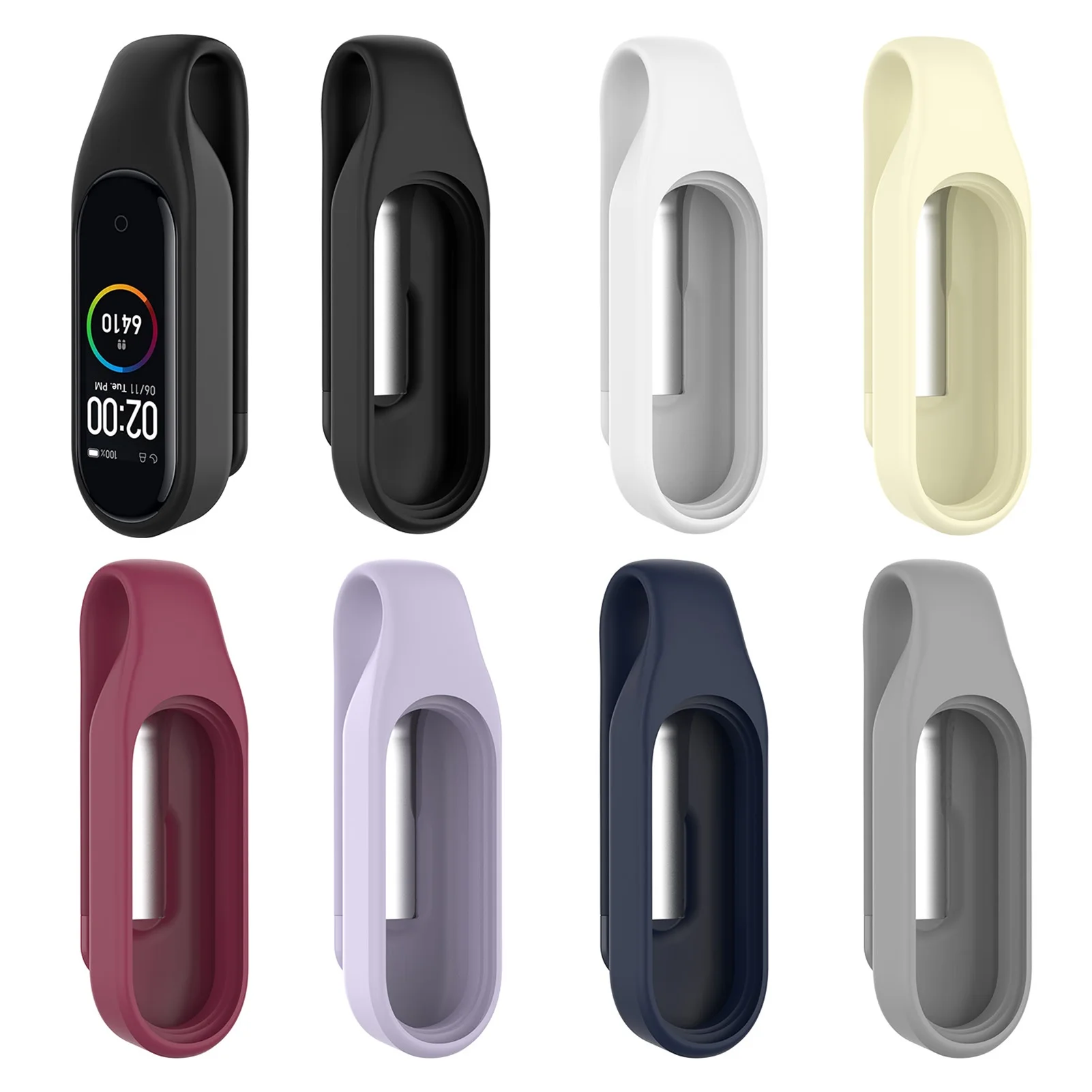 Silicone Metal Clip Buckle Holder Clip Case Cover Anti-lost Protective Case Shell Sport Hook Clip for Xiaomi Mi Band 6