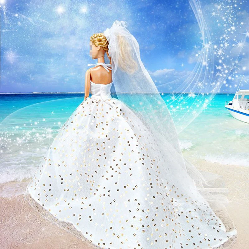 1/6 Doll Clothing Accessories For 29CM Barbie Doll Luxury Bride Wedding Dress Princess Dress Evening Dress Kids Toys For Girls