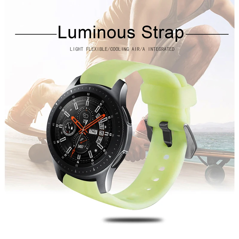 AKGLEADER Luminous Strap For Samsung Galaxy Watch 46MM Gear S3 22mm Watchband Soft Rubber Bracelet For Huawei GT/GT2 Watch Band