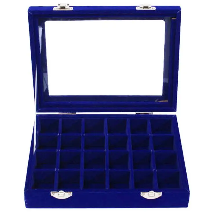 Caja de anillo con 24 rejillas, joyería de maquillaje, organizador, pendientes, collares, colgantes, pulseras, varios colores, gran oferta