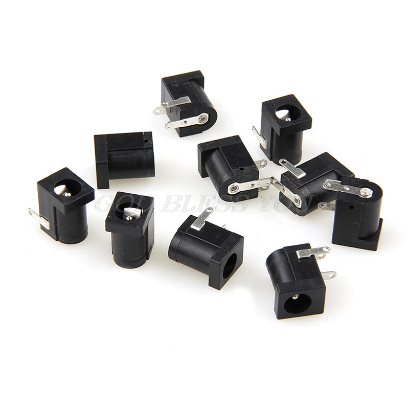 10Pcs PCB Mount 5.5 x 2.1 mm Female DC Power Jack Plug Socket Connector Black Drop Shipping