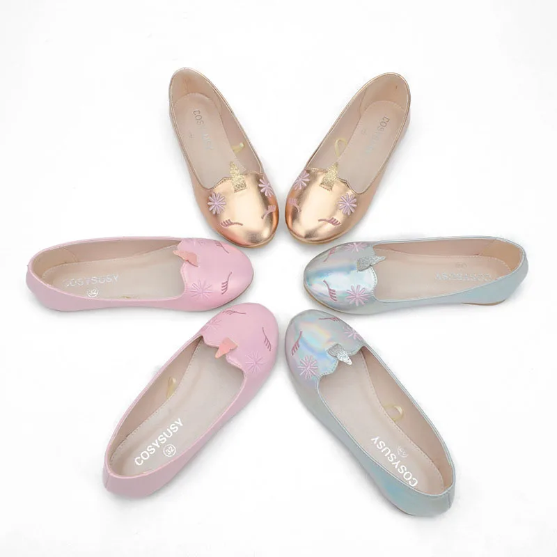 Children's Flats Unicorn Princess Party Performance Shoes Student Girl Shoes For Kids Soft Sole Cute Spring Summer Shoes CSH1238