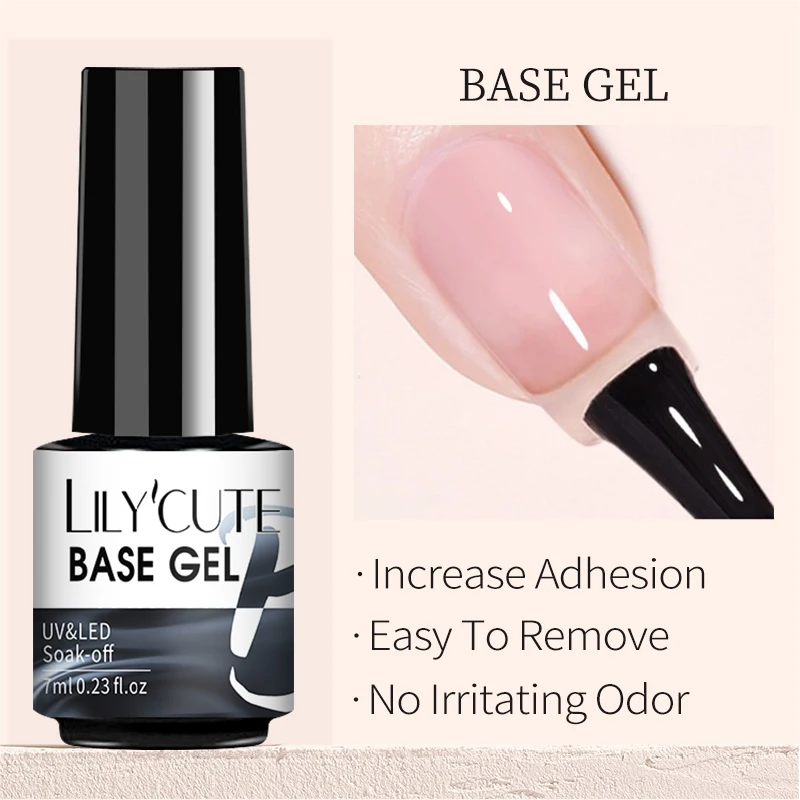 LILYCUTE 7ml Base Top Coat Smalto Gel UV Soak Off Semi Permanente Nail Art Gel Vernice Base Gel Top Coat Vernice Gel