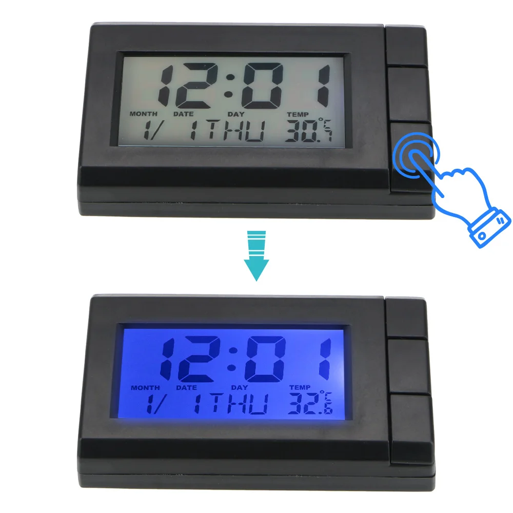 YOSOLO Auto Watch Thermometer Temperature Display Electronic Clock Car Ornaments Car LCD Digital Display Clock Self-Adhesive