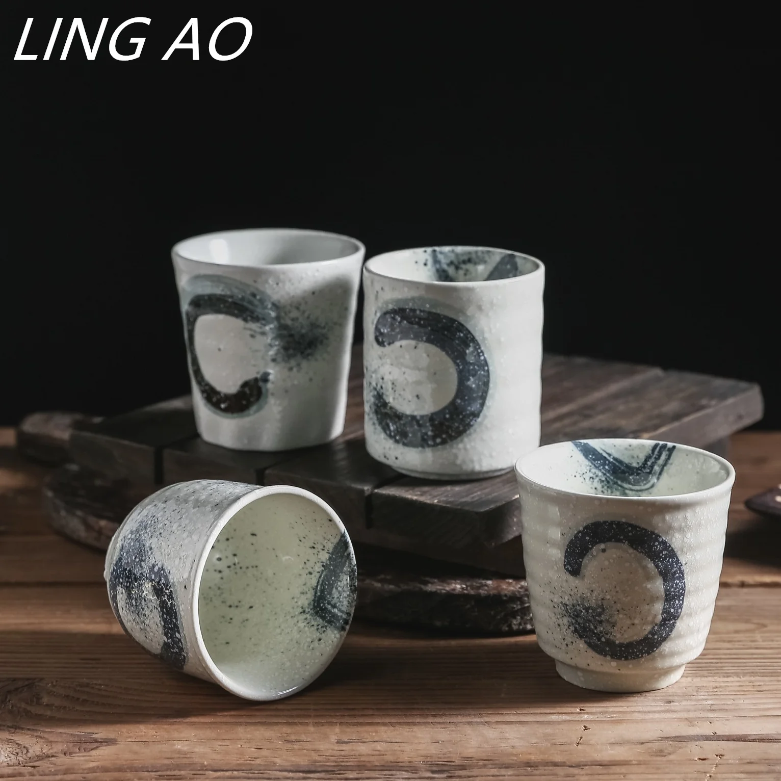 LingAo  Japanese porcelain hand color cup tea cup morning tea cup hotel table cup teahouse water cup custom