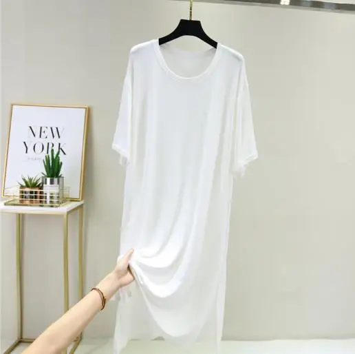 Robe de nuit en coton modal pour femmes, chemise de nuit femme, vêtements de nuit, gros mm, printemps, été, nouveau