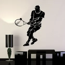 Tennis Player Wall Decal Sport Racquet Ball Game Stadium Teens Room Interior Decor Door Window Vinyl Stickers Art Wallpaper E246