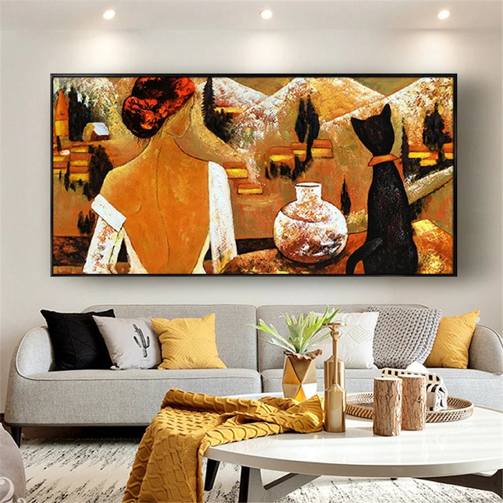 

Replica Of The Famous Van Gogh Oil Painting Handmade Canvas Picture Girl And Cat Wall Art Modern Hotel Living Room Decor Mural