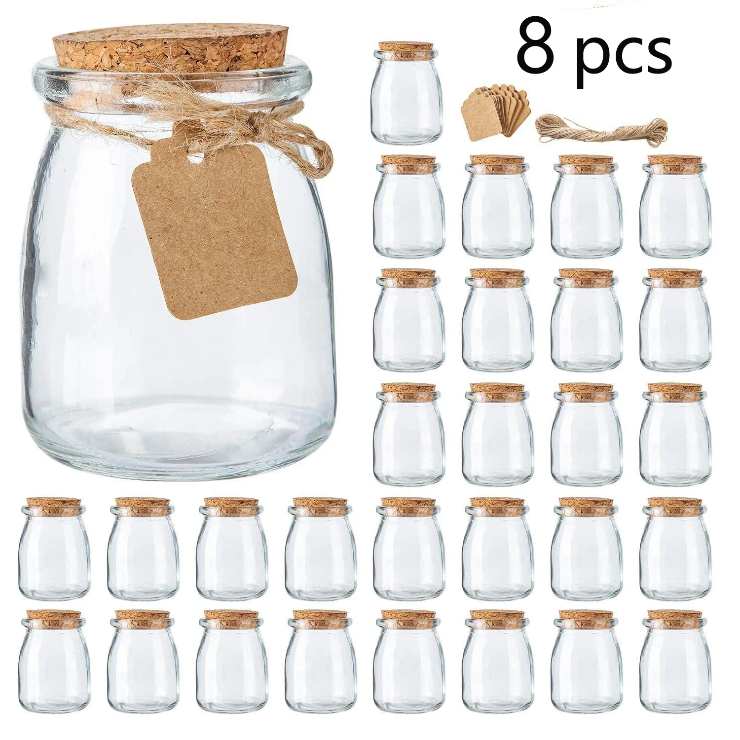 100ML mall Glass Bottles With Cork Lid Candle Containers Mini Mason Jar for DIY Arts Crafts Personalized Label Tags & String