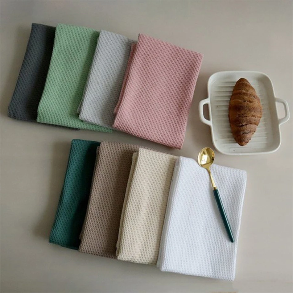 Ultra Soft Absorbent Tea Towel,Waffle Weave Cotton Dish Rags,45x65cm Large Kitchen Dinner Plate Hand Towel,Cloth Napkins