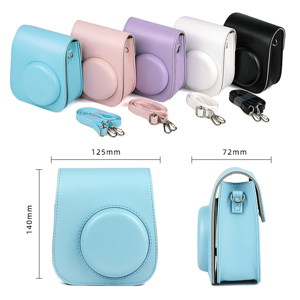 For Fujifilm Instax Mini 11 Camera with Shoulder Strap PU Leather Protective Case Bag Cover + Match Color 96 Pocket 3 Inch Album