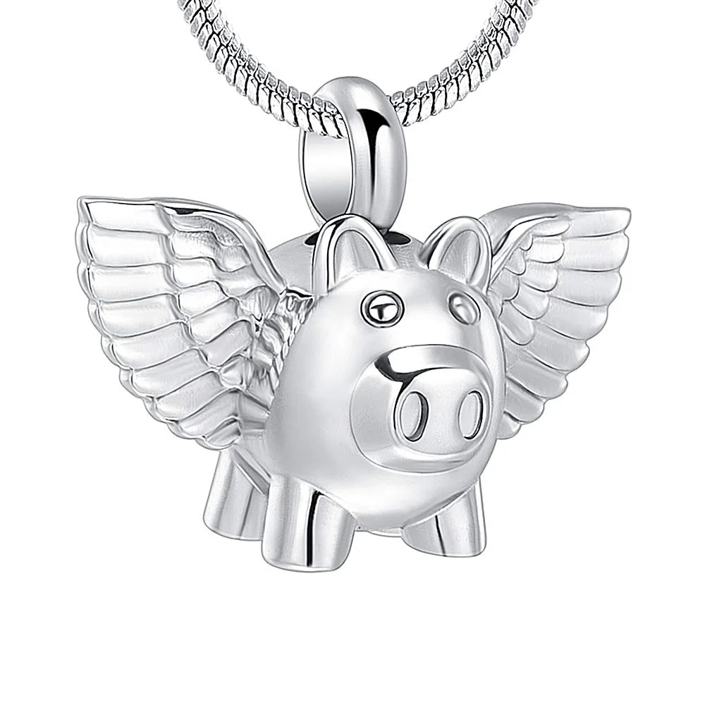 

Cremation Jewelry Urn Necklace for Ashes, Flying Pig Memorial Pendant Made of Stainless Steel, Keepsakes Locket