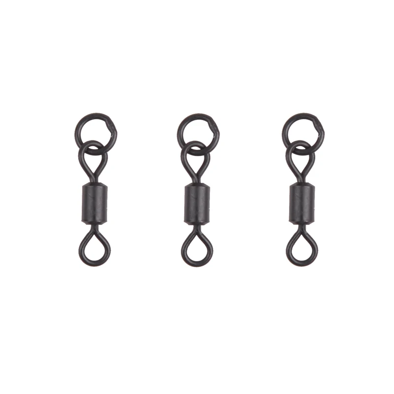 

500Pcs Matt Black Carp Fishing Rolling Swivels Connector with Solid Ring Carp tackle Rigs Terminal end accessories