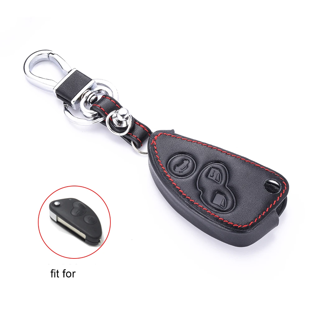 Genuine Leather Car Key Case Cover For Alfa GT JTD TS Romeo 147 156 166 Folding Flilp Keychain Remote Shell Cover Accessories