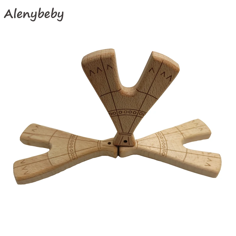 

Wood Teether Natural Animal Tower Shape Baby Teething Nursing Beech Wooden Teether for babies Organic DIY Necklace Pendant Toy