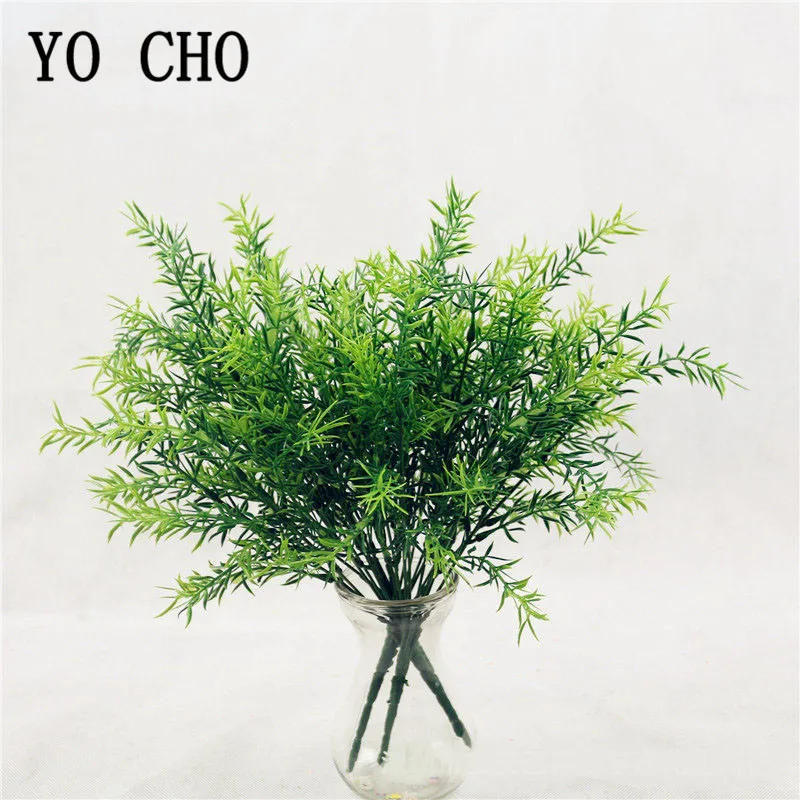 Yo Cho Kunstplanten Plastic Takjes Groen Gras Nep Planten Takjes Bladeren Gras Bloemstuk Wedding Party Home Decor