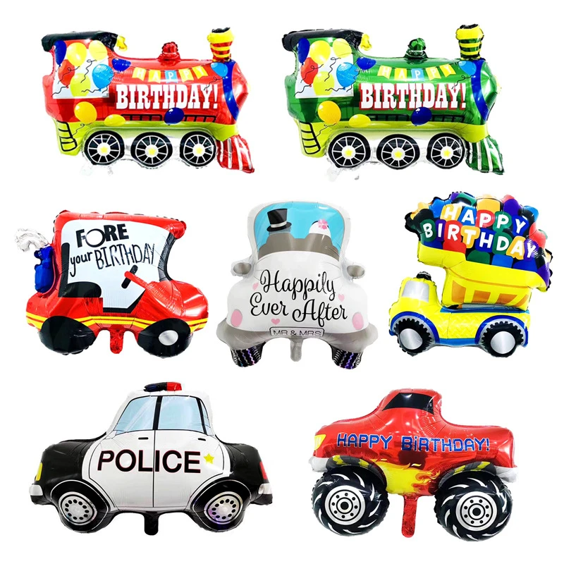 1pc large transportation car aluminum foil balloon children birthday toy train wedding car  decoration balloons baby show