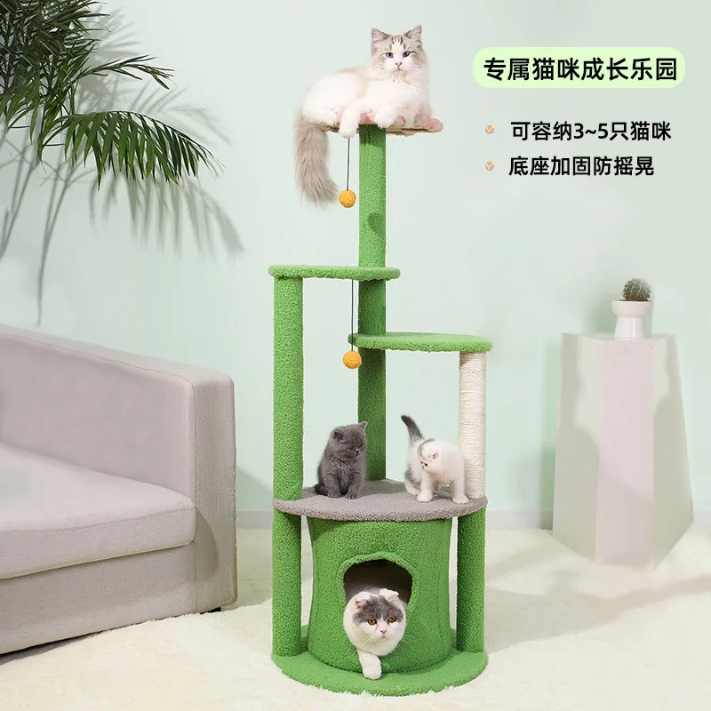 New cat climbing frame, cat litter, scratching post, large cat villa, sisal solid wood toy cat   Cat paradise