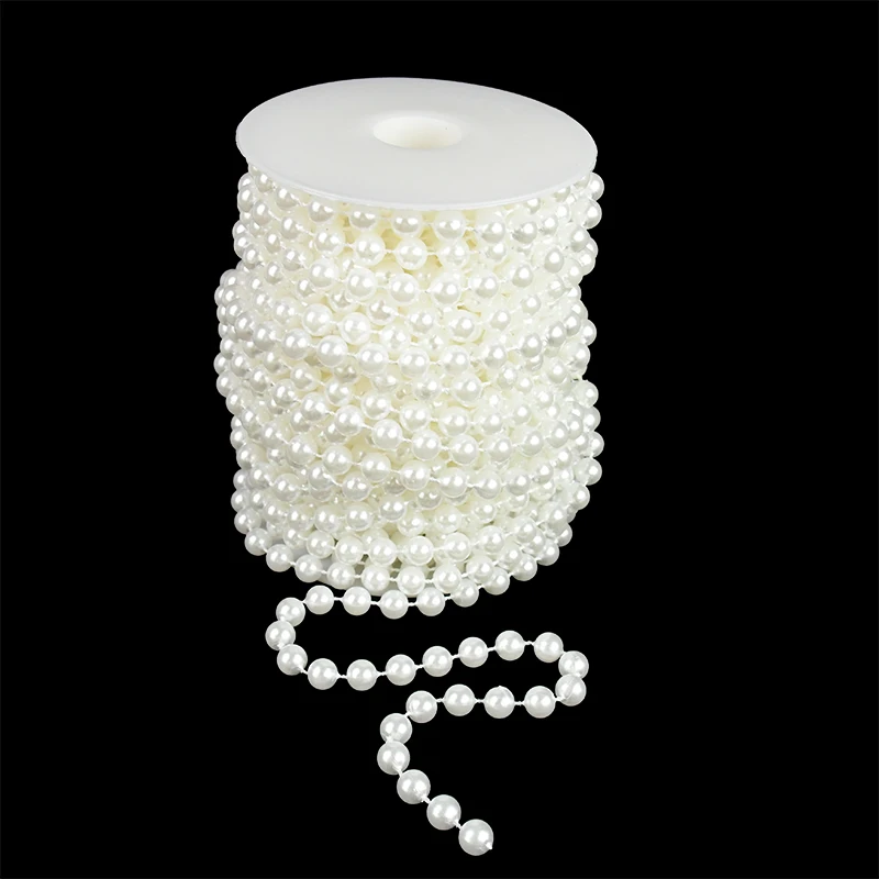 3Meters 4/5/6/8/12mm Crystal Bead Chain Craft Round Imitation Pearl Beads Line Chain For Garment DIY Wedding Party Decoration