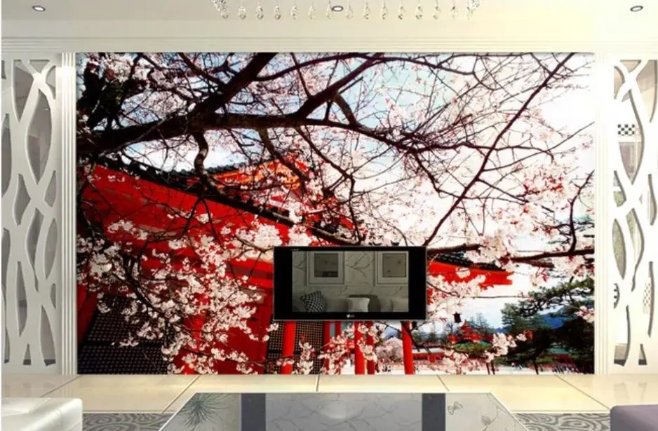 

modern wallpaper for living room Japanese park garden cherry blossom tree beautiful scenery wallpapers background wall