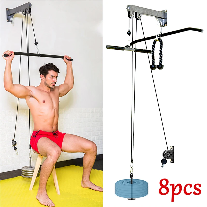 DIY Fitness Pulley Cable Machine Attachment System, Biceps, Triceps Rope, Strength Train, Home Gym, Pull Down Workout Equipment