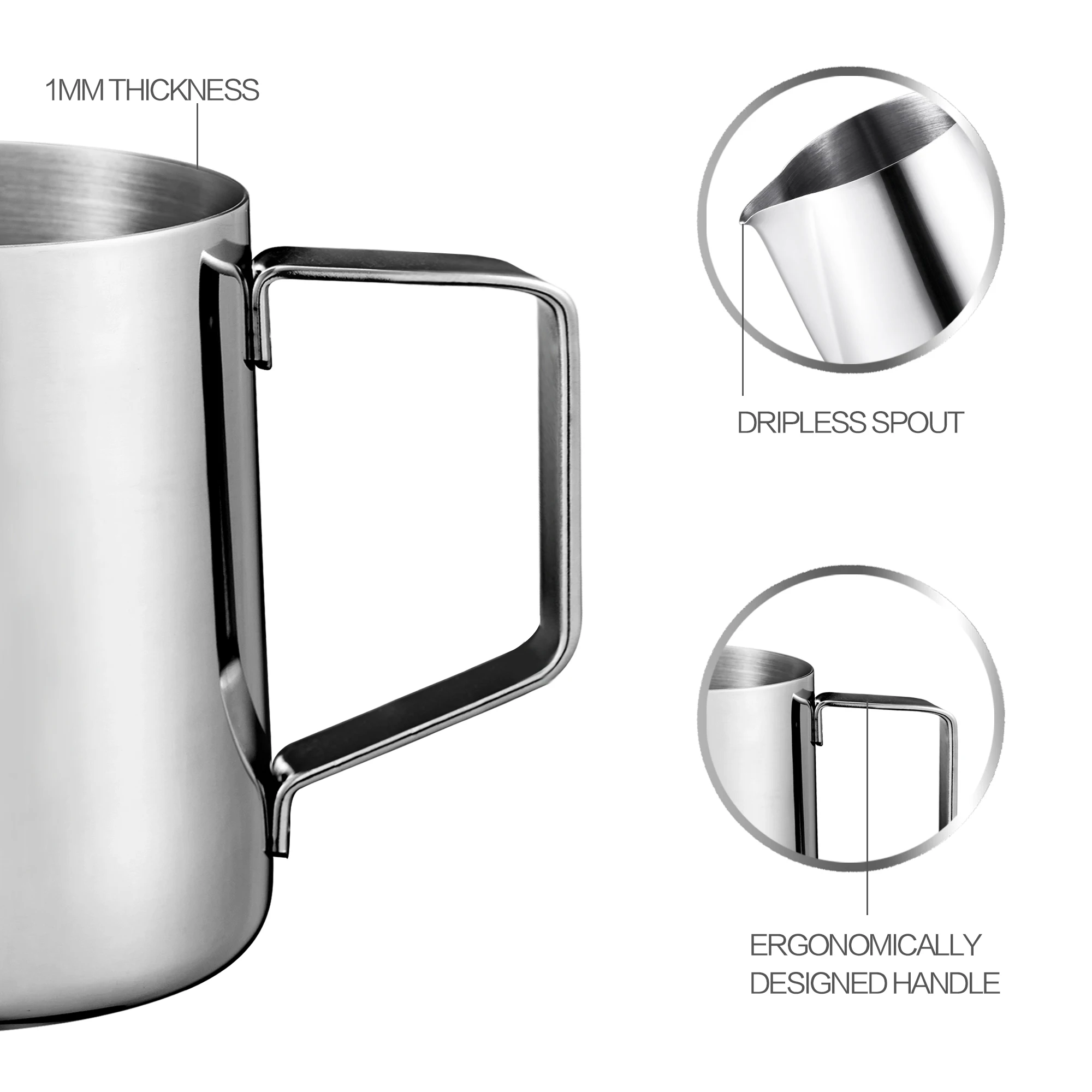 Stainless Steel Milk Frothing Pitcher, Frothing Pitcher, Espresso , Barista Craft, Latte Cappuccino Milk Creamer, Frother Jug