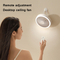 USB Rechargeable Ceiling Fans with Remote Control, 360 ° Rotation, 3-Speed Wind, Hanging Ventilator for Outdoor Camping, 2000mAh