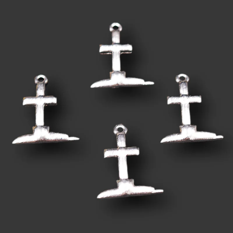 30pcs Silver Plated Cross Monument/Cemetery Metal Pendant DIY Charm Jewelry Crafts Making -Mourning Relatives and Friends P708