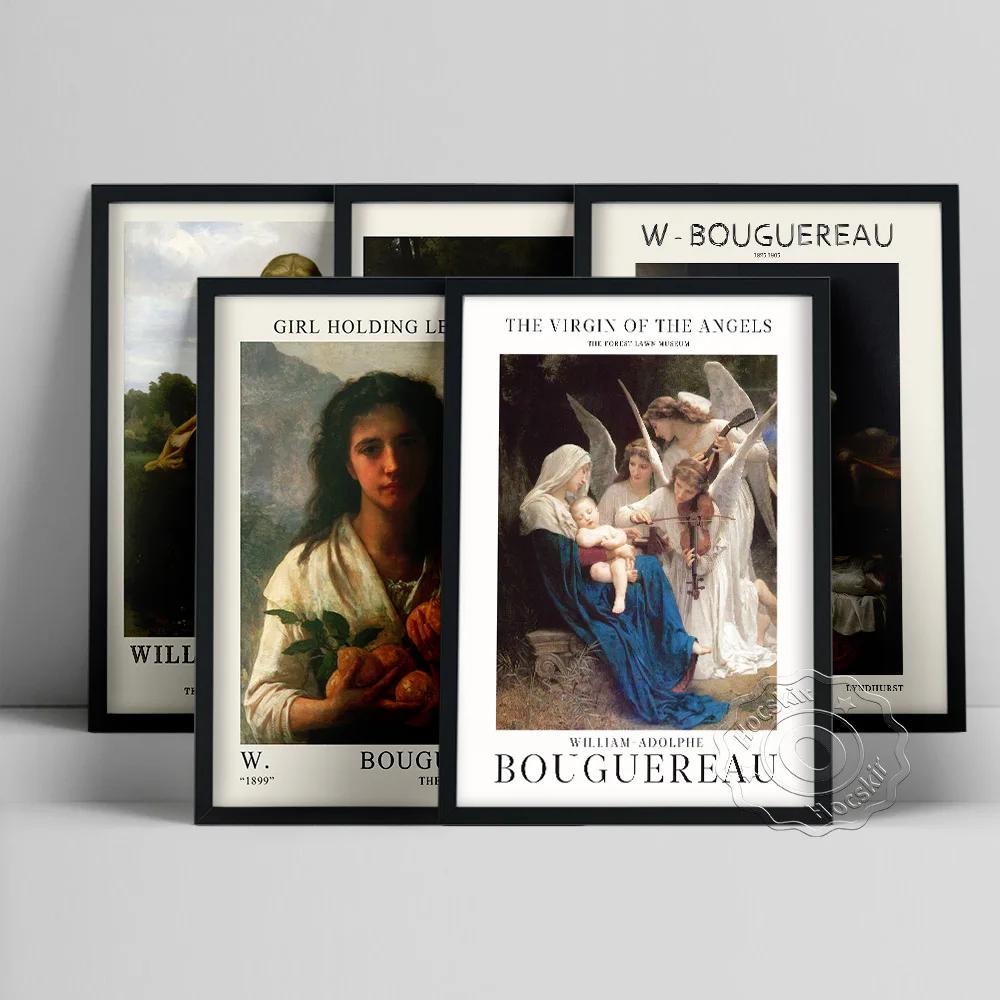 William Adolphe Bouguereau Exhibition Museum Art Prints Poster Woman Figure Canvas Painting Retro Wall Stickers Home Decor Gift