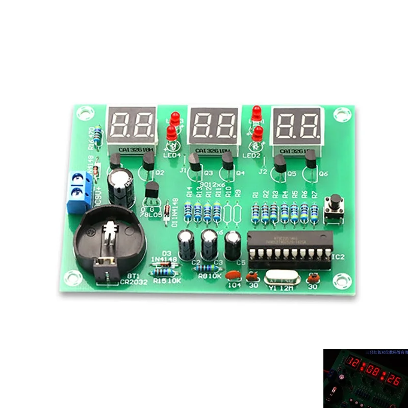 Electronic Digital Clock Kit Display Suite Electronic Module Parts and Components DIY Kits DC 9V-12V AT89C2051