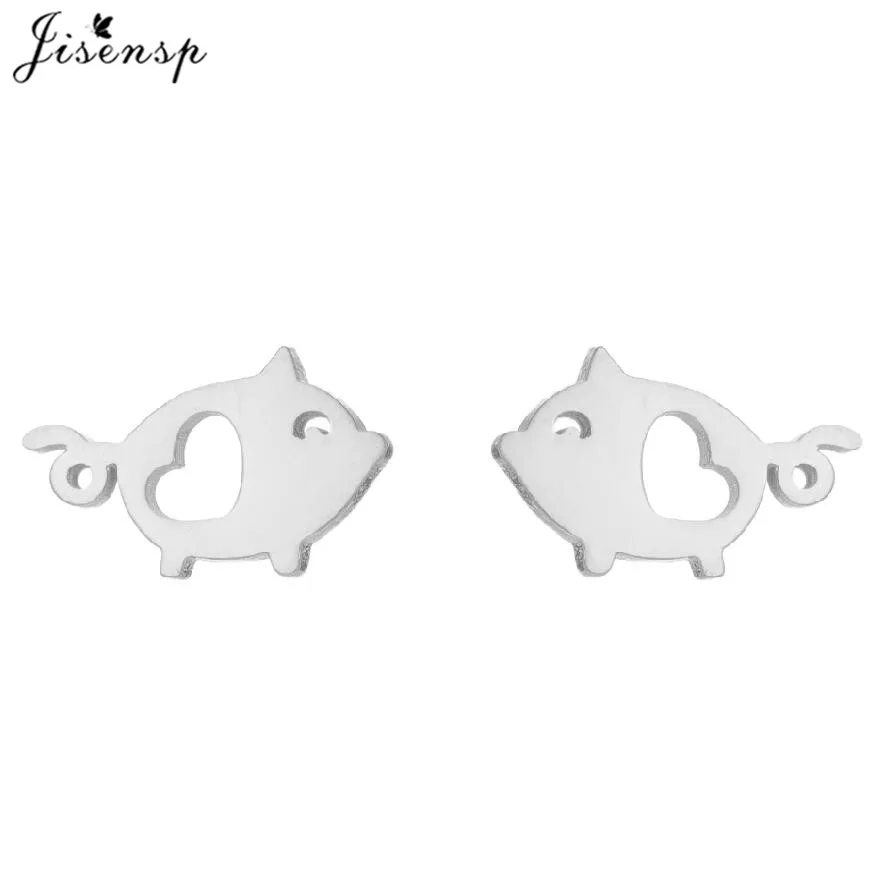 Korea Cute Small Pig Earrings Female Brincos Boho Piglet Heart Stud Earring for Baby Girls Pet Lovers Stainless Steel Jewelry