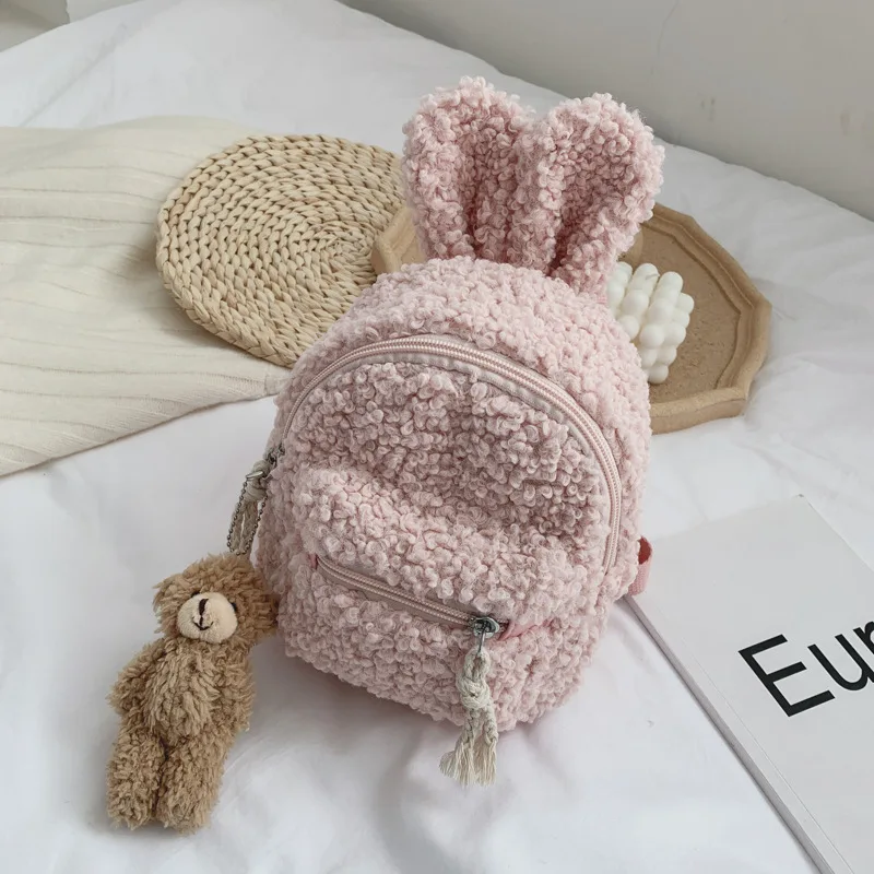 Kinder Rucksack Ostern Mini Einfache Plüsch Kaninchen Tasche Koreanische kinder Plüsch Bär Anhänger Schulter Tasche Flut Kind Mädchen geldbörse