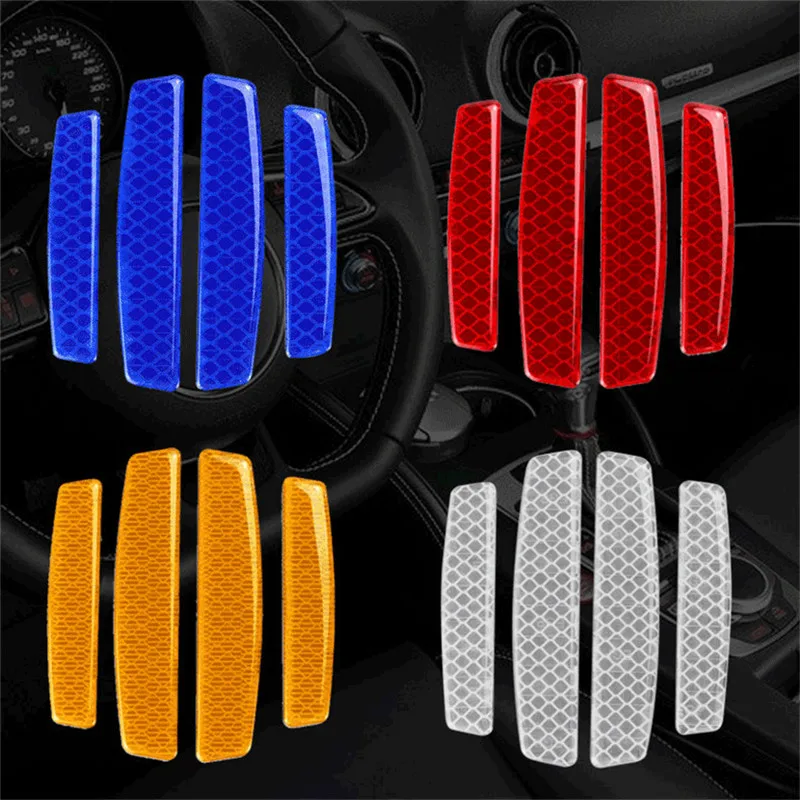 4pcs/set Reflective Stickers Car Door Edge Protector Decals Anti-Collision Guard Decoration Car Styling Accesorios Auto Parts