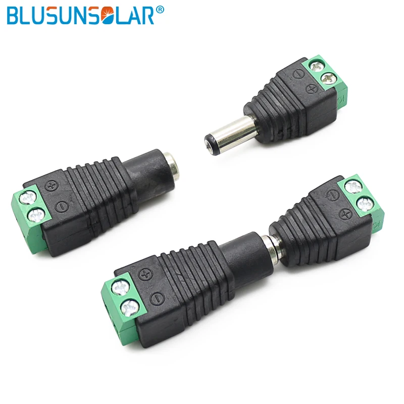 2pcs 2.1mm x 5.5mm CCTV Cameras  Female Male DC Power Plug Adapter DC Power Female Plug Jack Adapter Connector Male Plug Socket