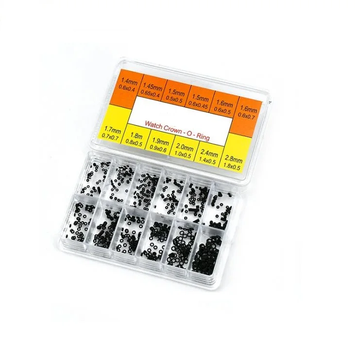 12 popularnych rozmiarów Wodoodporna uszczelka korony zegarka Gumowa uszczelka O-ring 0,5 mm-1,8 mm W5584
