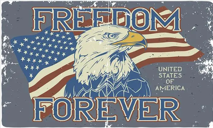 American Flag with freedom forever Polyester with USA hawk any hobby history USA FLAG BANNER