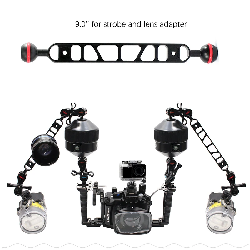 Nitescuba-Adaptateur à rotule en aluminium pour la plongée, support Ys, bras lumineux, support rapide, joint papillon, pince Tg6, Gopro, appareil photo de photographie sous-marine