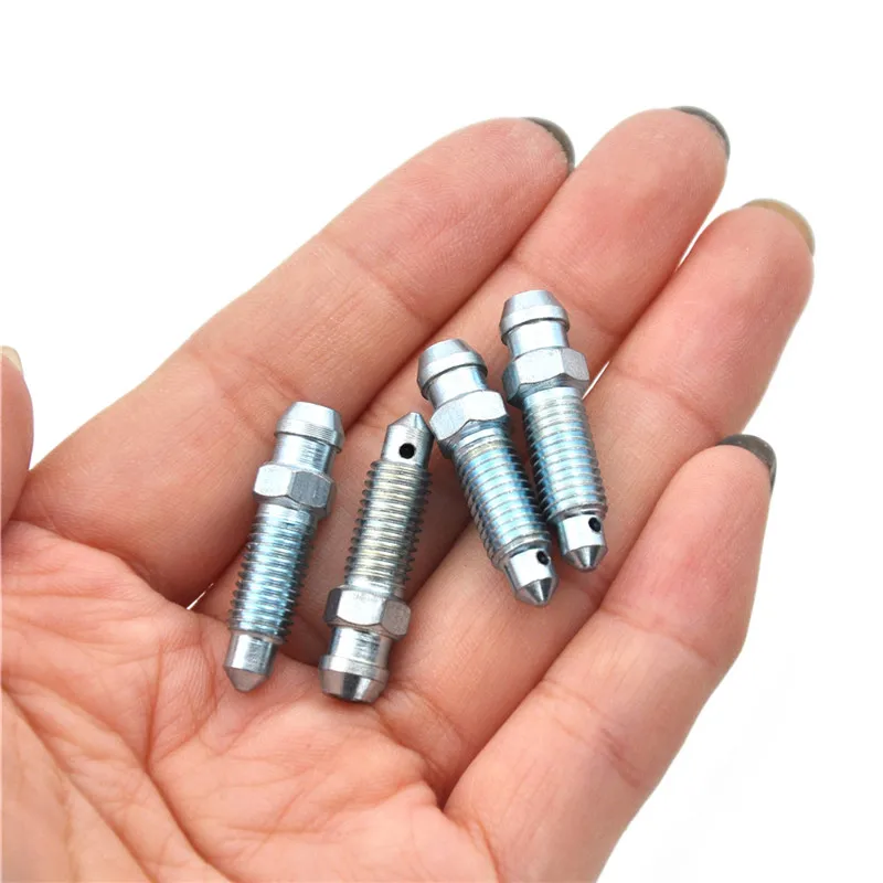 M7 X 1.0mm Motorcycle Bike Brake Caliper Steel Bleed Screw 4pcs Nipple