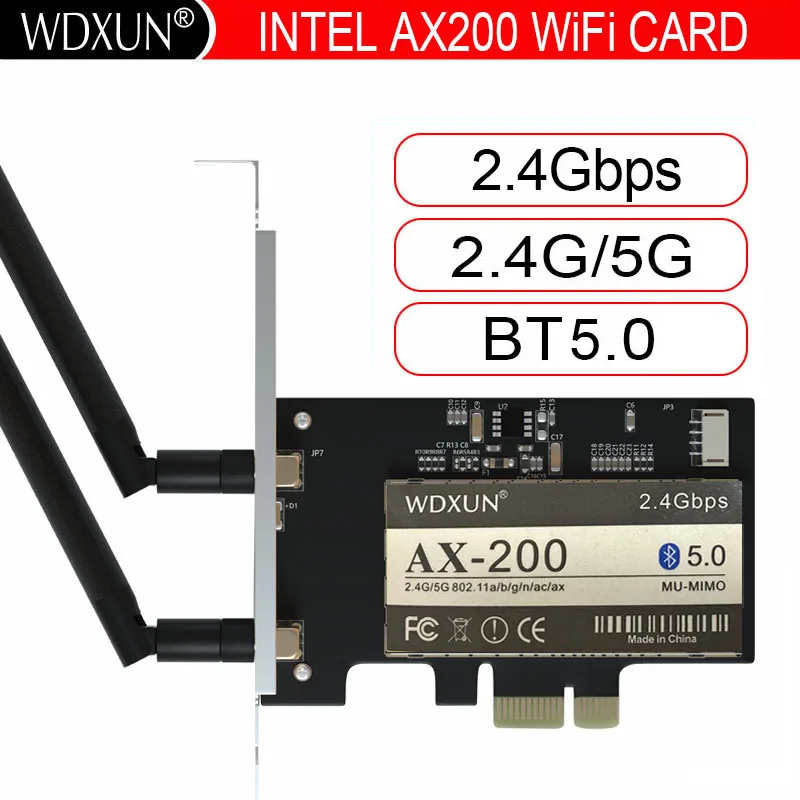 

Dual Band 2.4Gbps Wireless AX200NGW Network Wifi PCI-E 1X Card For Intel AX200 2.4G/5Ghz 802.11ac/ax Wi-fi Bluetooth 5.0 Adapter