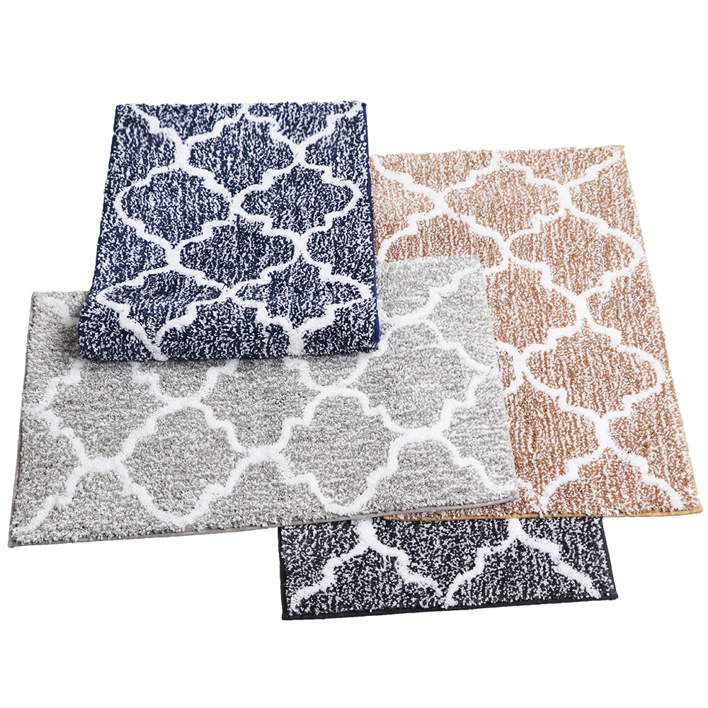 Moroccan Bathroom Mats Non-slip Microfiber Soft Absorbent Bath Floor Mats Shower Rugs 45x65cm/50x80cm/45x120cm Grey Navy Coffee