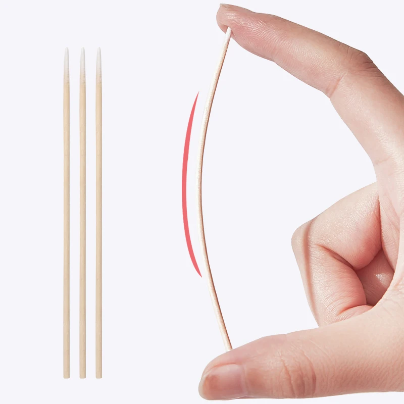 Disposable Ultra-small Cotton Swab 100pcs Lint Free Micro Brushes Wood Cotton Buds Swabs Eyelash Extension Glue Removing Tools