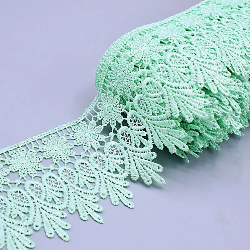 8CM 15 Jardas Lace Leaf Edge Hollow DIY Handmade Materiais Sofá Wide Clothing Bordado Acessórios Bud Silk Crafts Sewing Supplies